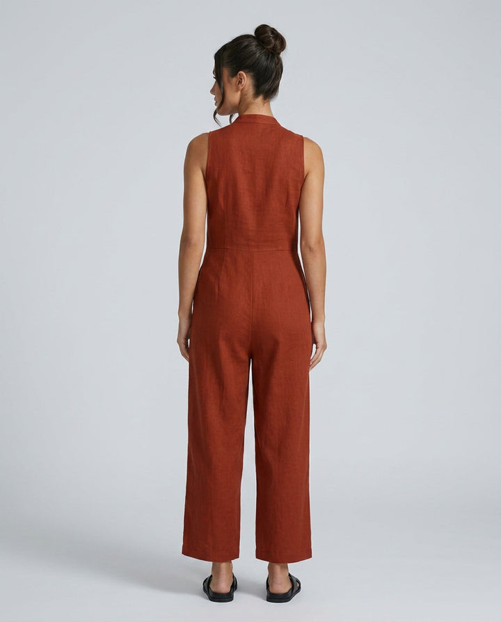 Harper | Linen-Blend Sleeveless Loose Jumpsuit