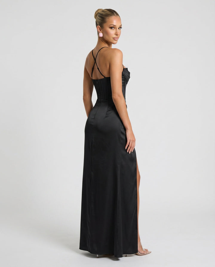 Rosa | A-Line Ruched Burgundy Maxi Dress