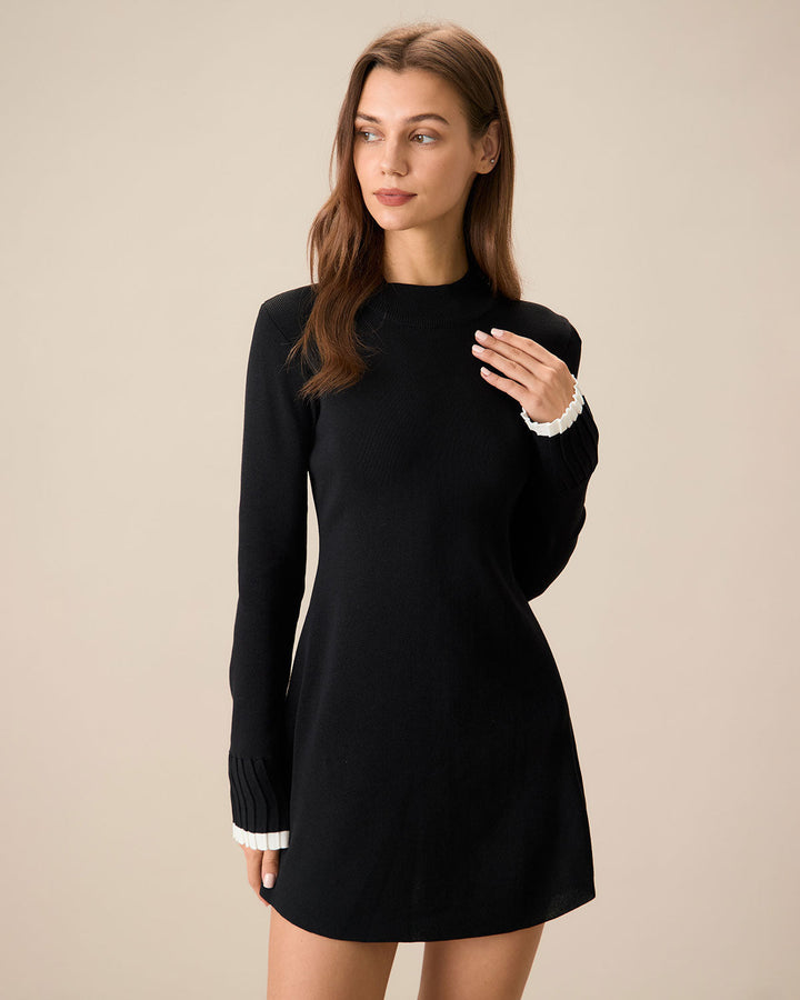 Imogen | Contrast Long Sleeve Jumper Mini Dress