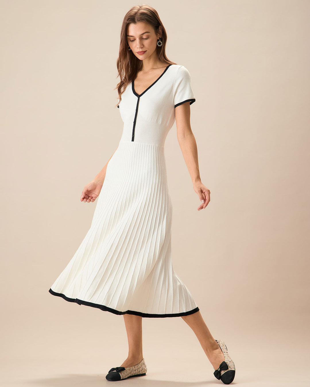 Mabel | Contrast Knit Jumper Midi Dress
