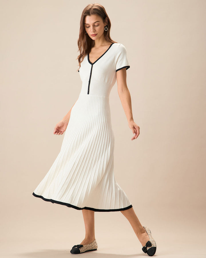 Mabel | Contrast Knit Jumper Midi Dress