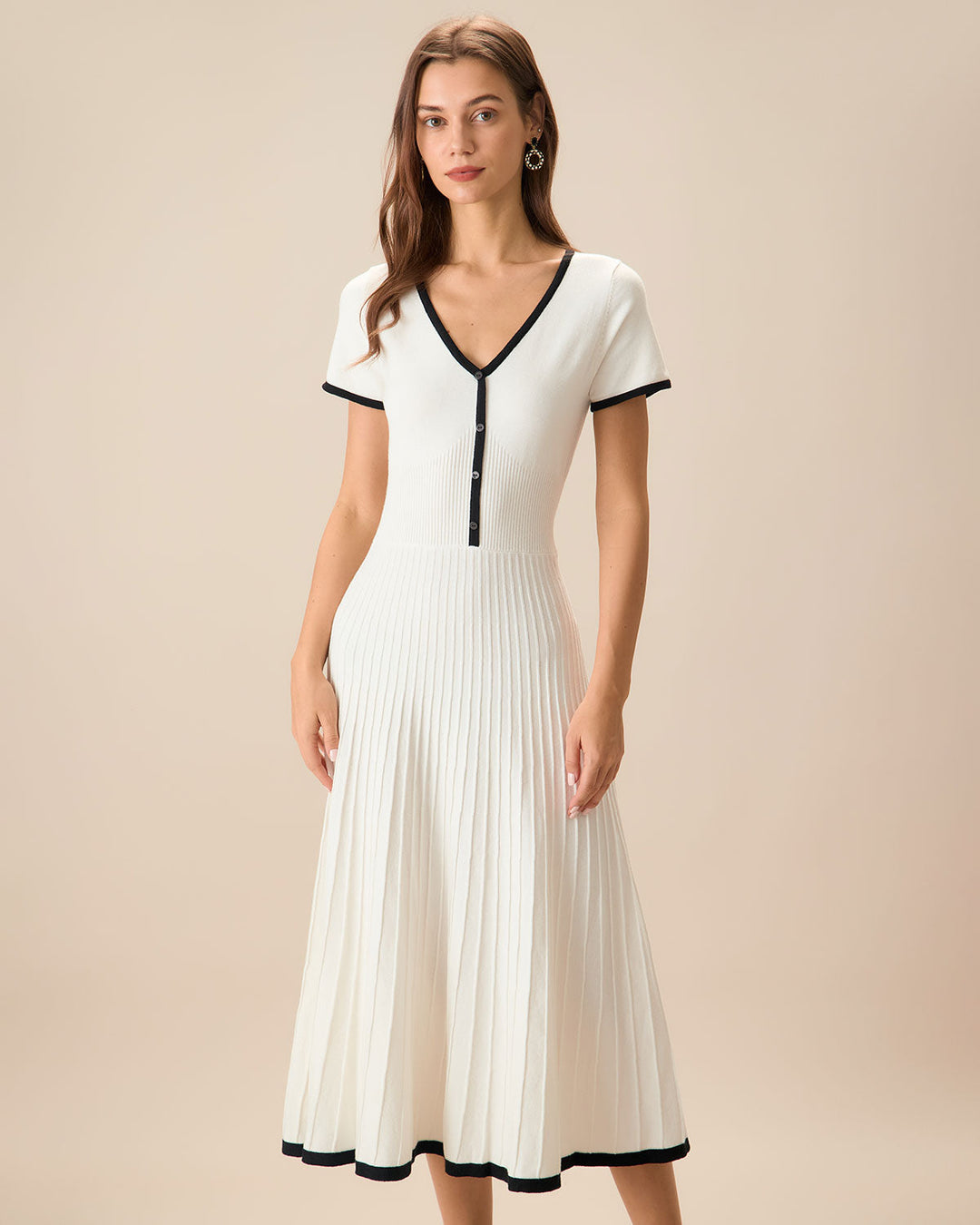 Mabel | Contrast Knit Jumper Midi Dress