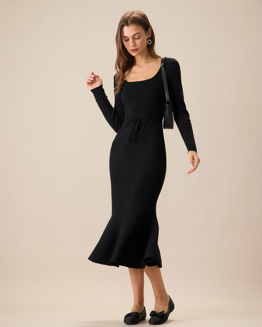 Cleona | Square Neck Mermaid Jumper Maxi Dress