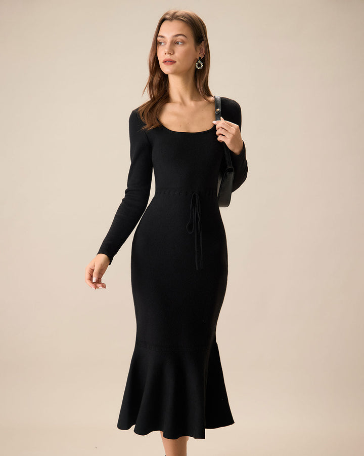 Cleona | Square Neck Mermaid Jumper Maxi Dress