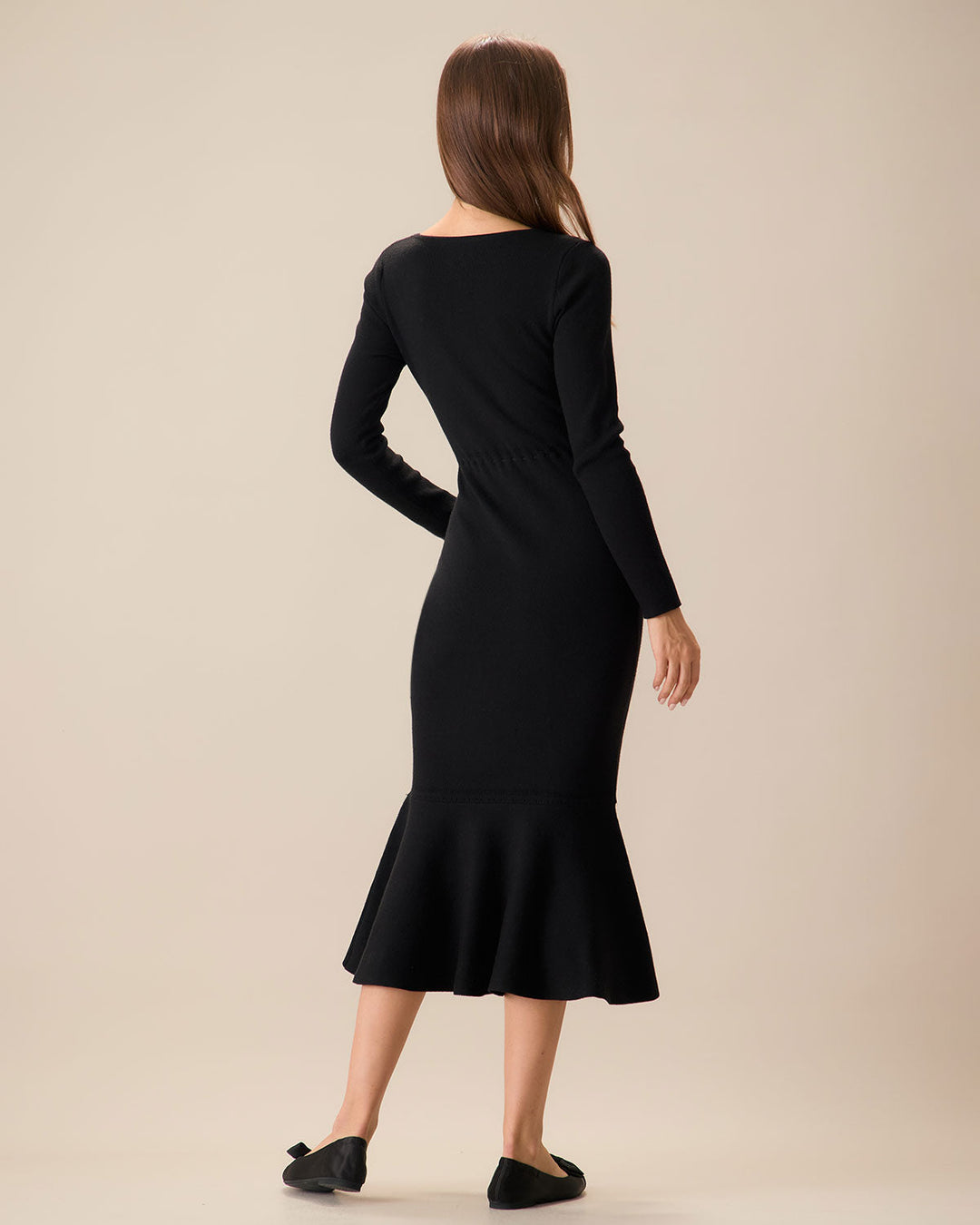 Cleona | Square Neck Mermaid Jumper Maxi Dress