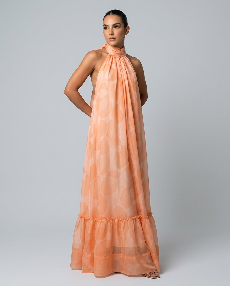 Lila | Printed Halter Neck Wedding Guest Maxi Dress