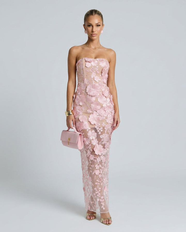 Vera | Embroidered Off-Shoulder Slit Midi Dress