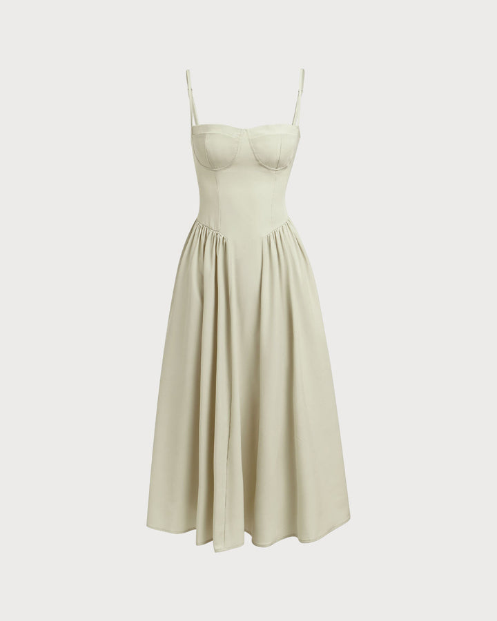 Cleo | Square Neck Pocket Slip Midi Dress