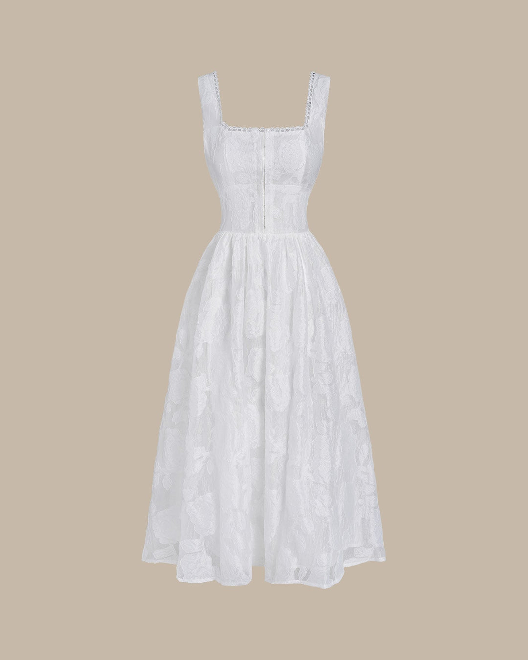 Willa | Shirred Jacquard Slip Midi Dress