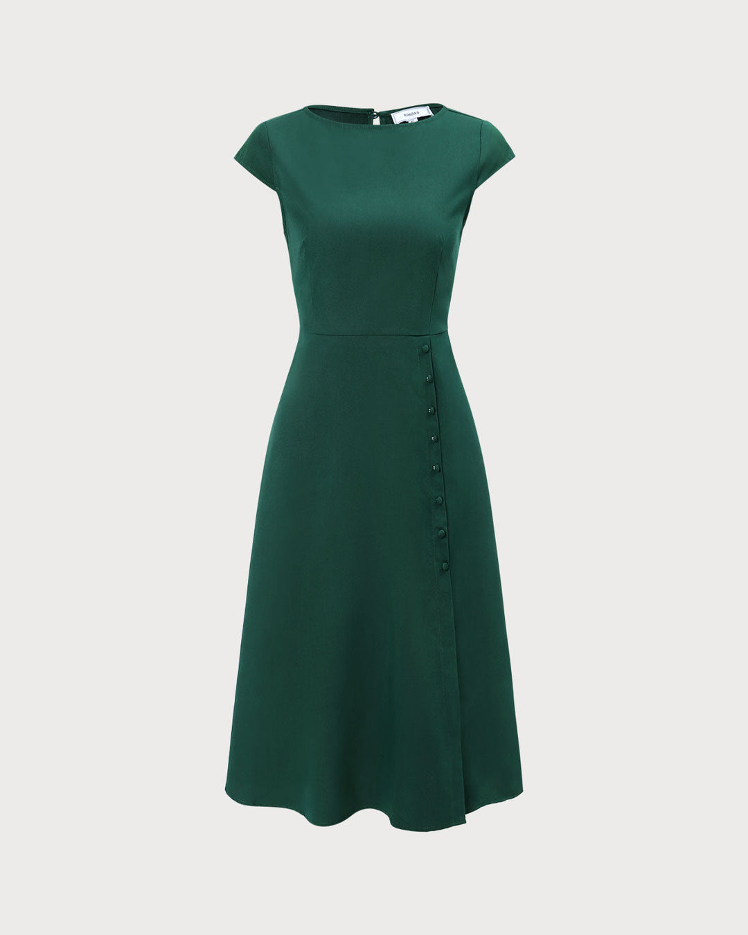 Delia | Boat Neck Cutout Back Midi Dress