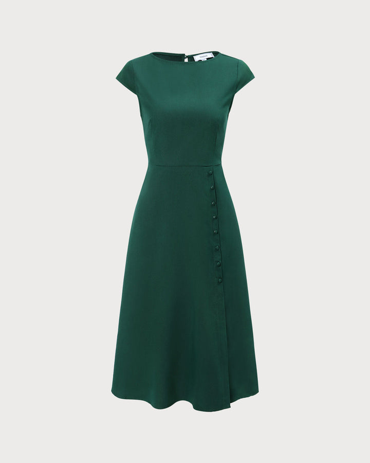 Delia | Boat Neck Cutout Back Midi Dress