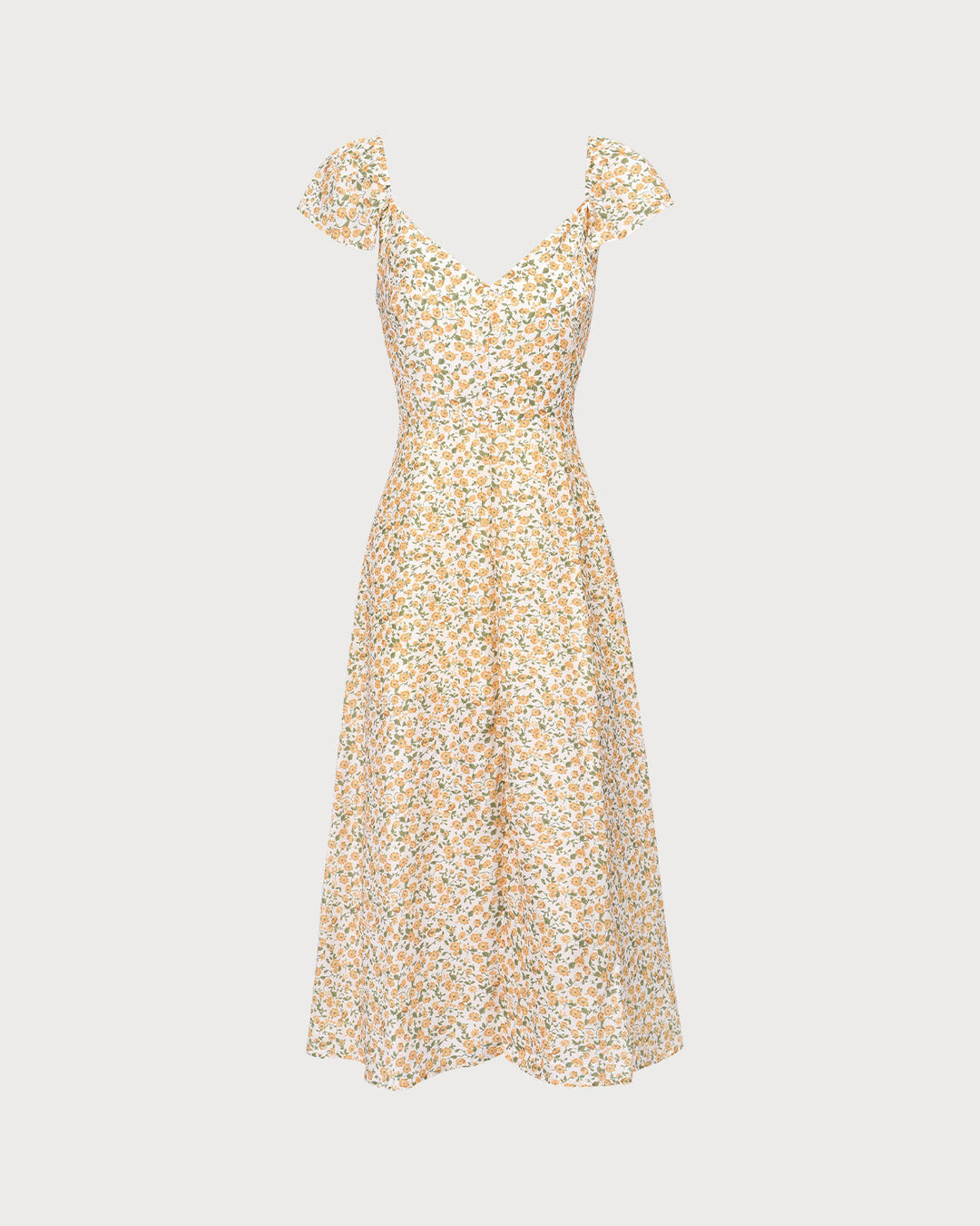 Isolde | V-Neck Floral Side Slit Midi Dress