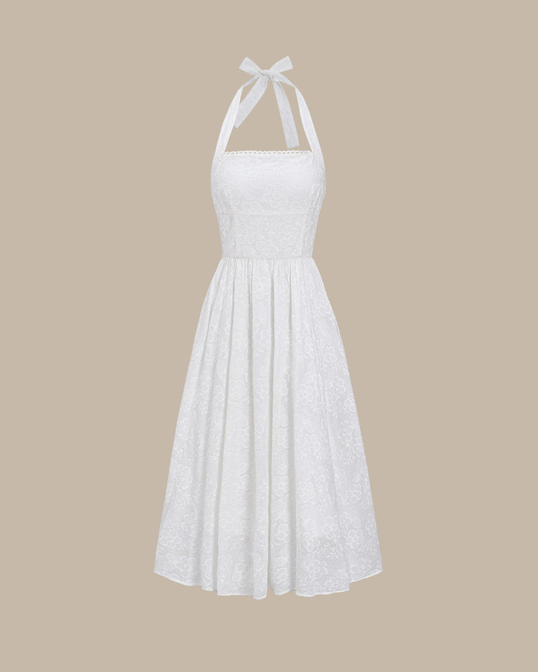 Kira | Embroidered Halter Midi Dress