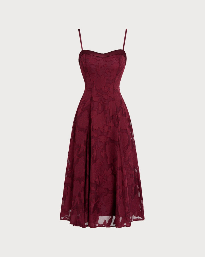 Sienna | Sweetheart Jacquard Slip Midi Dress
