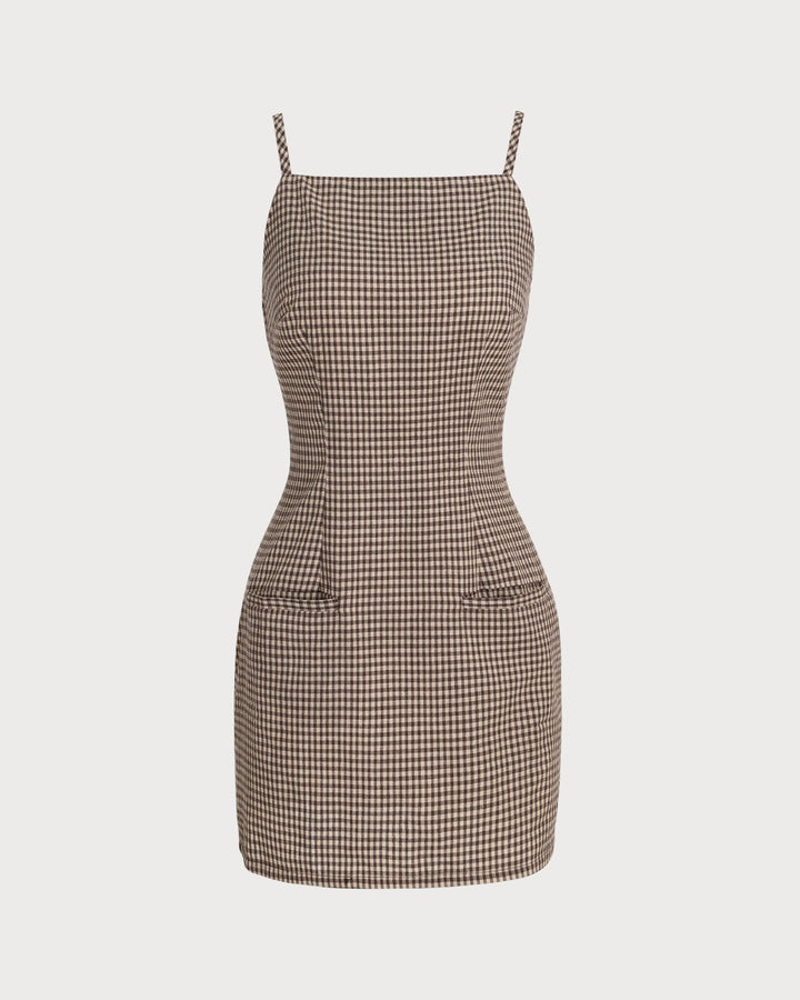 Leona | Gingham Spaghetti Strap Mini Dress