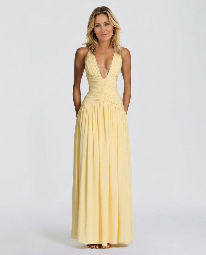 Vesna | Halter Neck Open-Back Maxi Dress