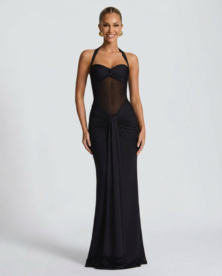Cora | Halter Neck Backless Maxi Dress