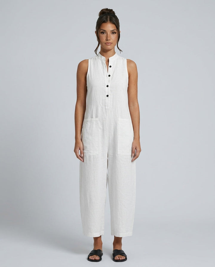Harper | Linen-Blend Sleeveless Loose Jumpsuit