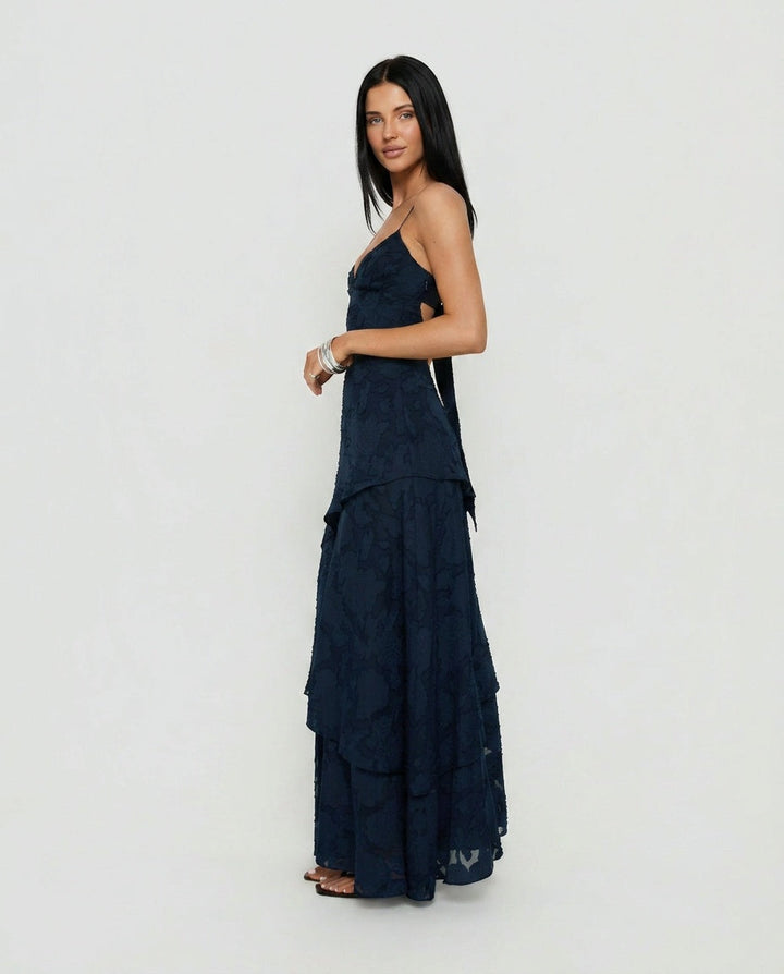Lyricah | Tiered Tie-Back Maxi Dress