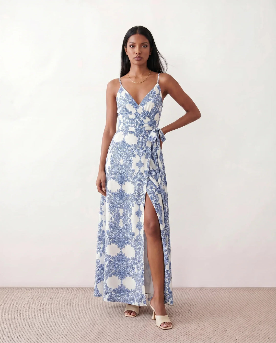 Camille | Spaghetti Strap Front Slit Maxi Dress