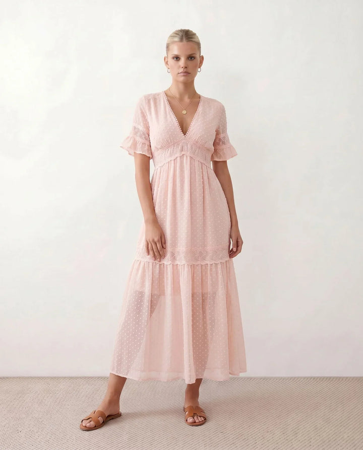 Vera | Polka Dot Empire Waist Maxi Dress
