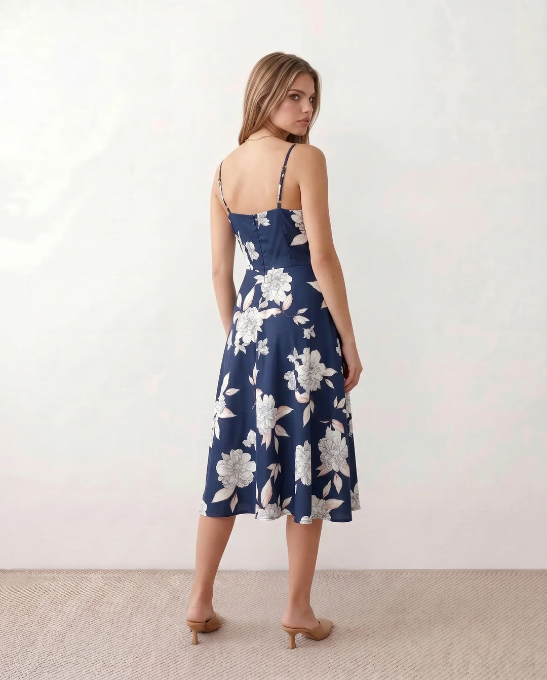 Xenia | Spaghetti Strap Floral Midi Dress
