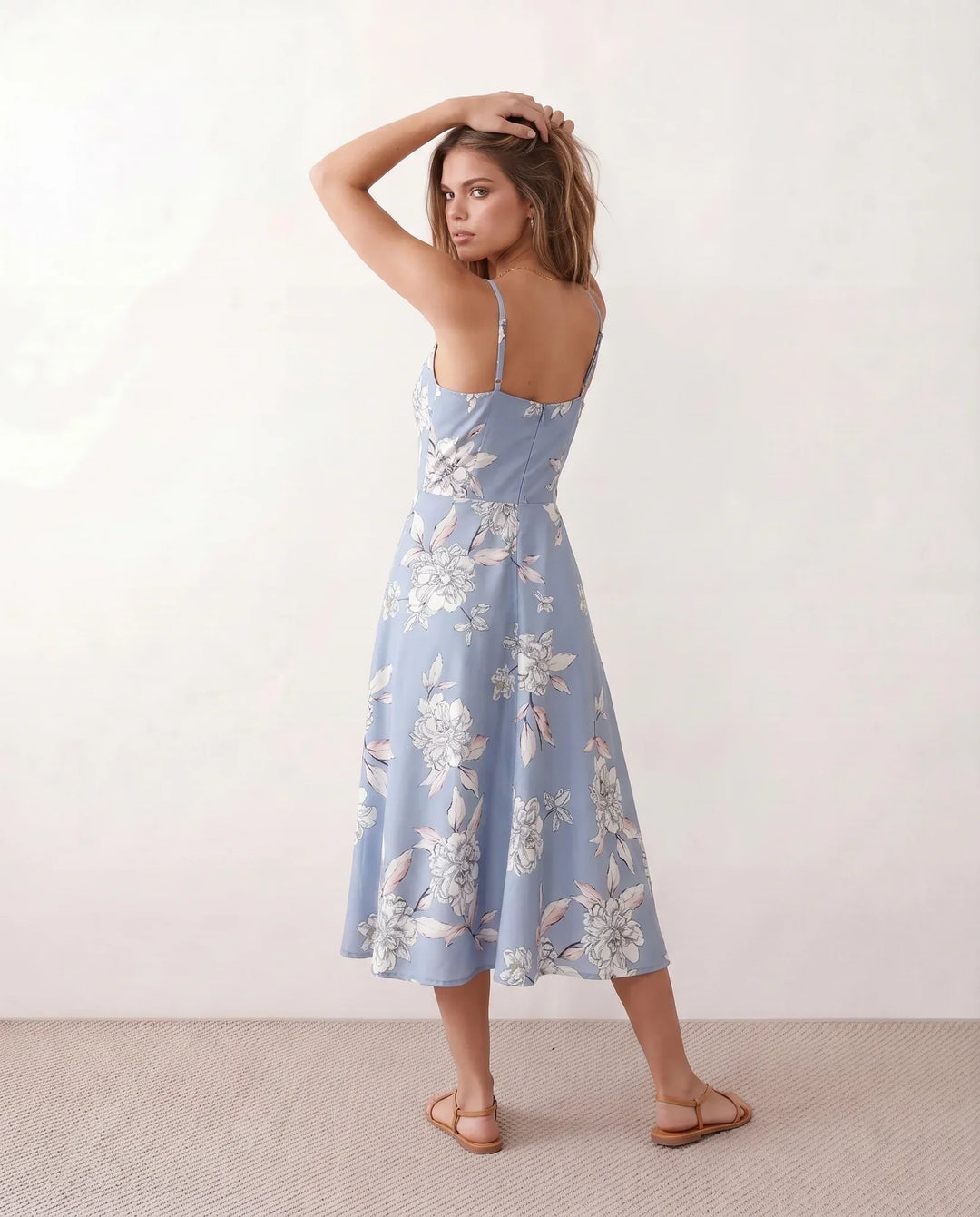Xenia | Spaghetti Strap Floral Midi Dress