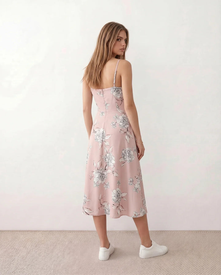 Xenia | Spaghetti Strap Floral Midi Dress