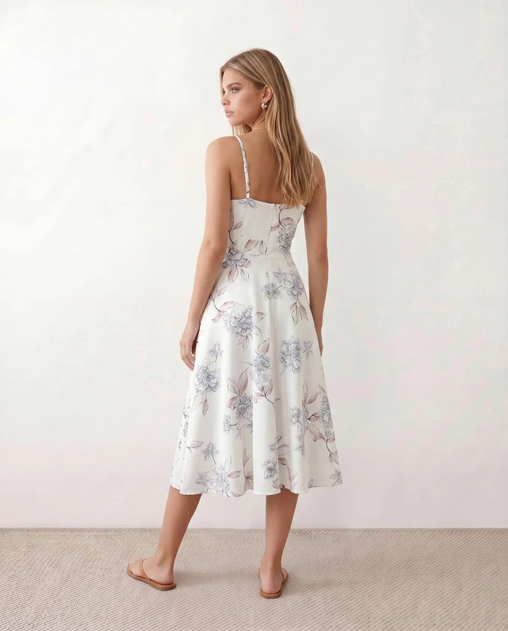Xenia | Spaghetti Strap Floral Midi Dress