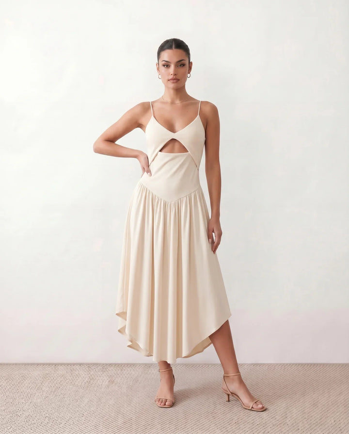 Soraya | Spaghetti Strap Low Back Midi Dress