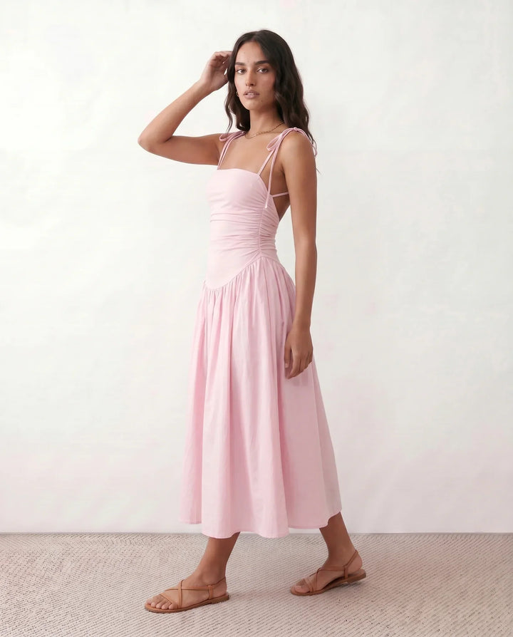 Mabel | Spaghetti Strap Low Back Midi Dress