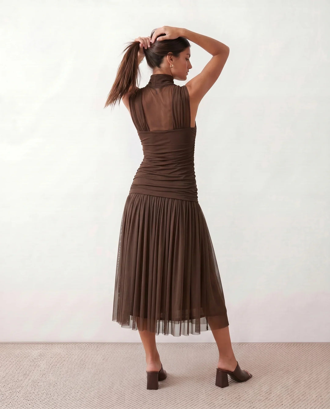 Jolie | Pleated Drop Waist Midi Dress