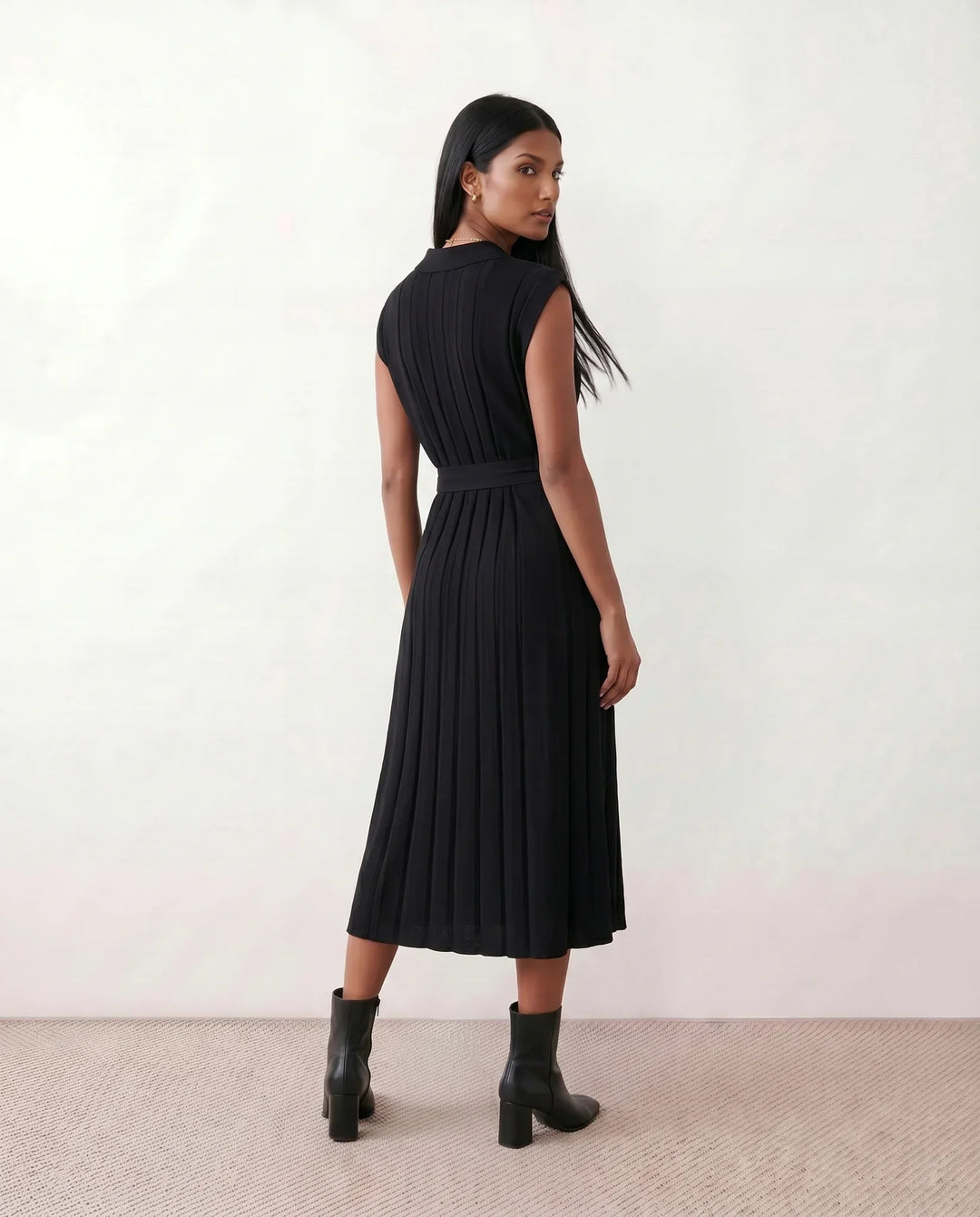 Etta | Pleated Belted Wedding Guest Midi Dress