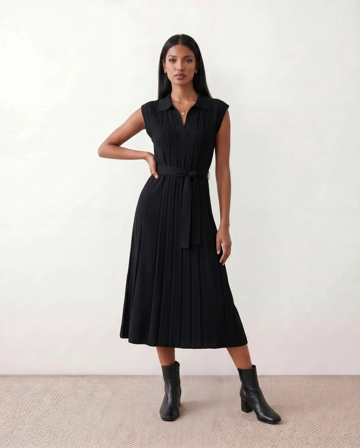Etta | Pleated Belted Wedding Guest Midi Dress