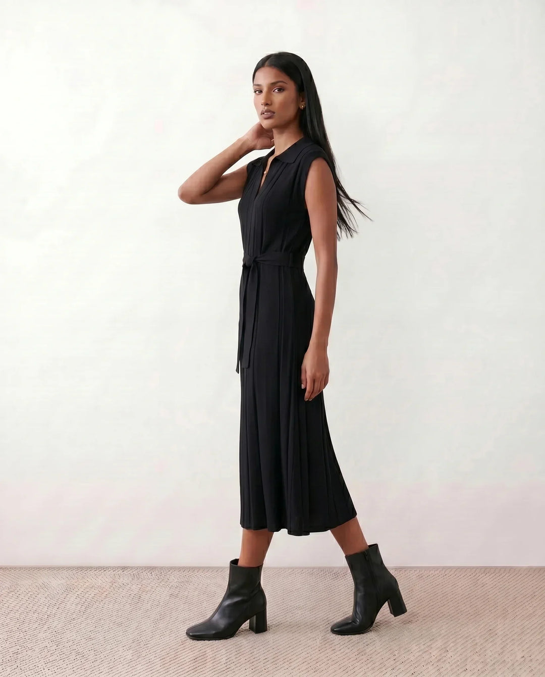 Etta | Pleated Belted Wedding Guest Midi Dress