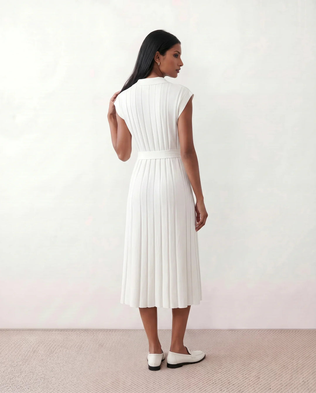 Etta | Pleated Belted Wedding Guest Midi Dress