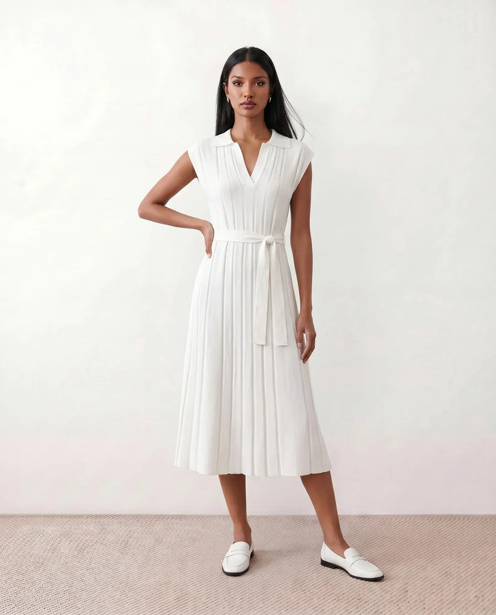 Etta | Pleated Belted Wedding Guest Midi Dress
