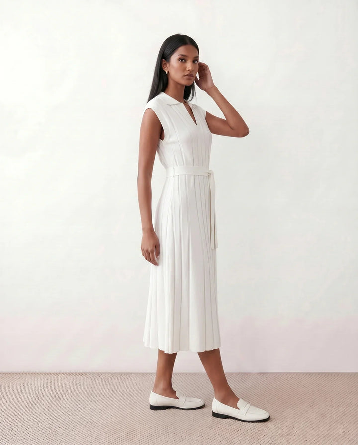 Etta | Pleated Belted Wedding Guest Midi Dress