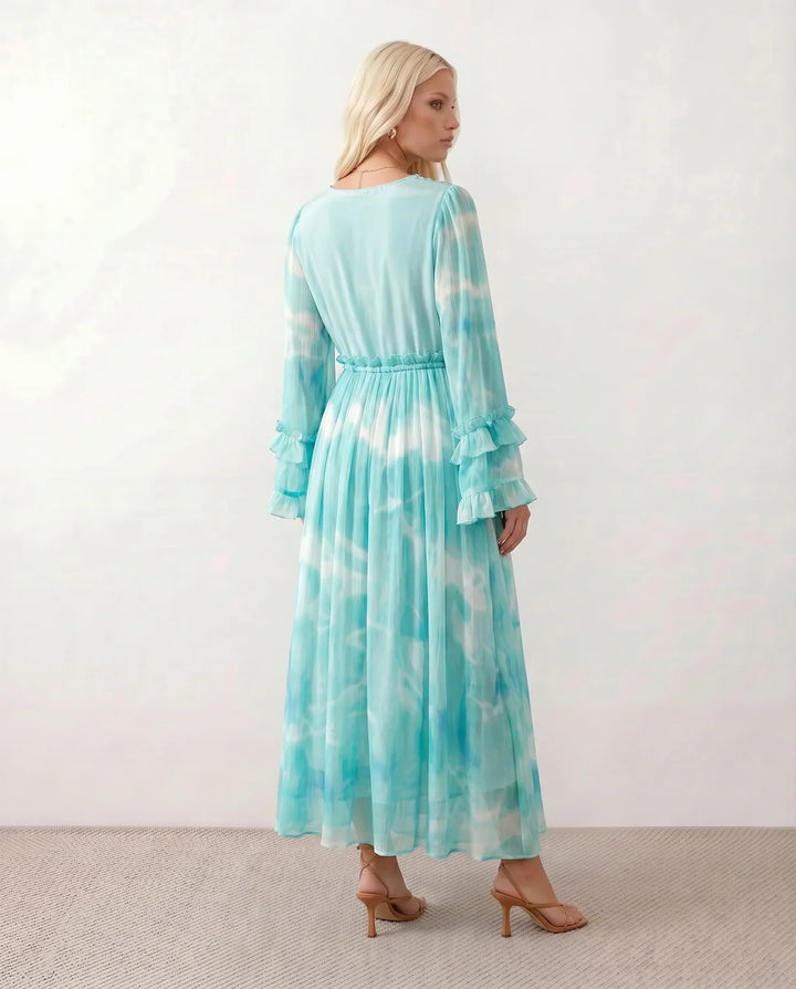 Selene | Tie Dye Satin-Look Maxi Dress