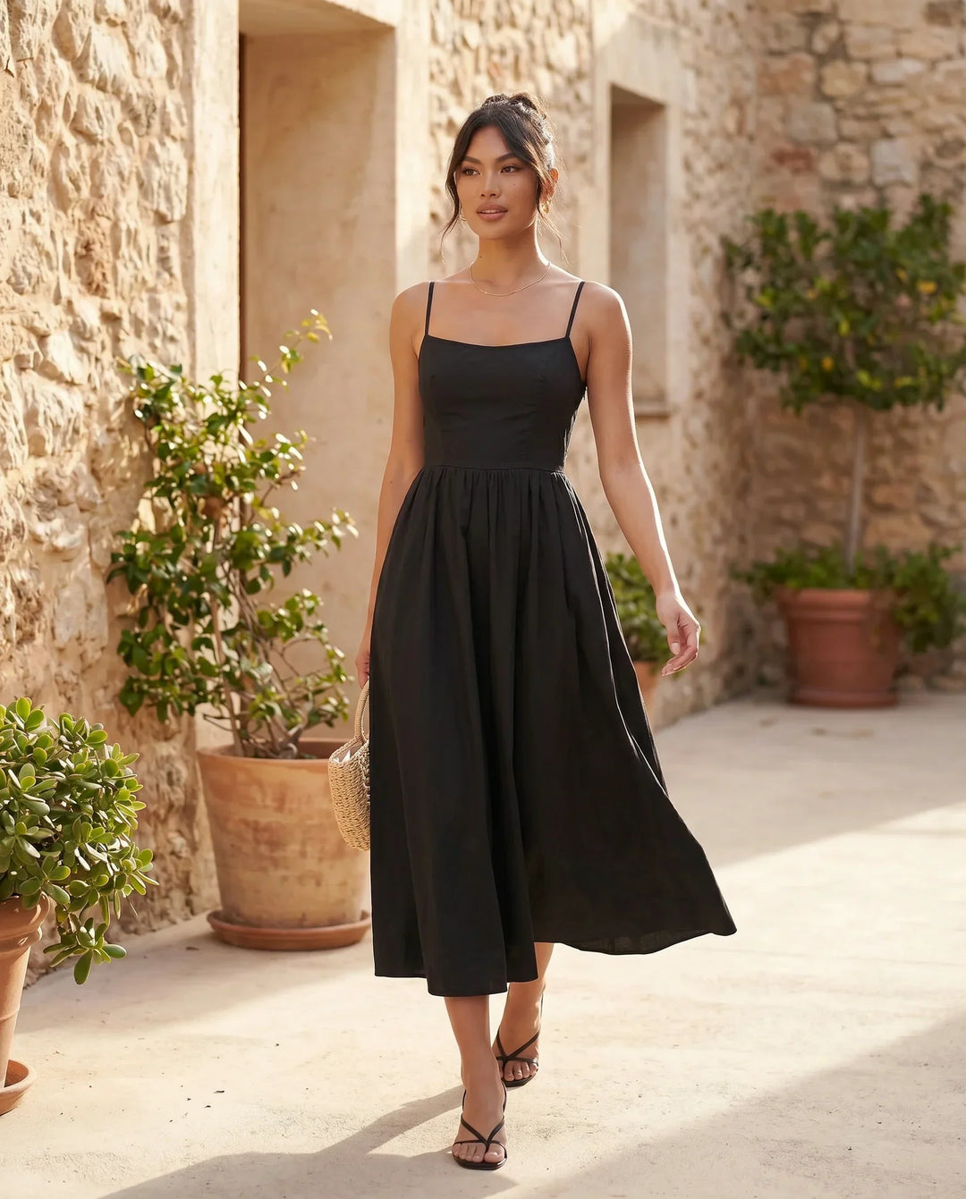 Layla | Spaghetti Strap Low Back Midi Dress