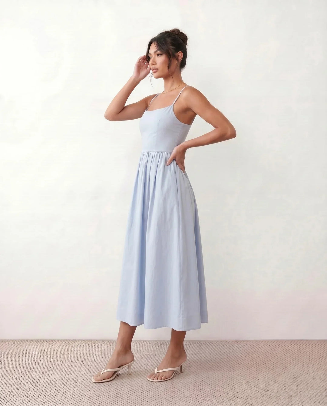Layla | Spaghetti Strap Low Back Midi Dress