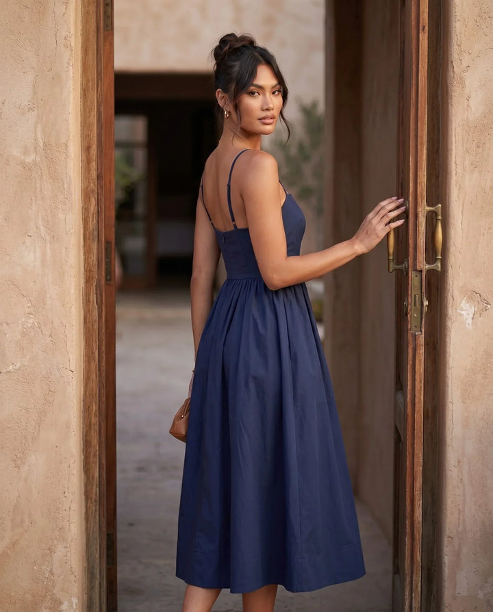 Layla | Spaghetti Strap Low Back Midi Dress
