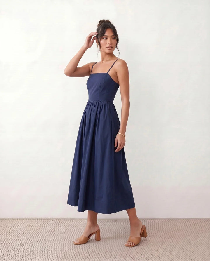 Layla | Spaghetti Strap Low Back Midi Dress