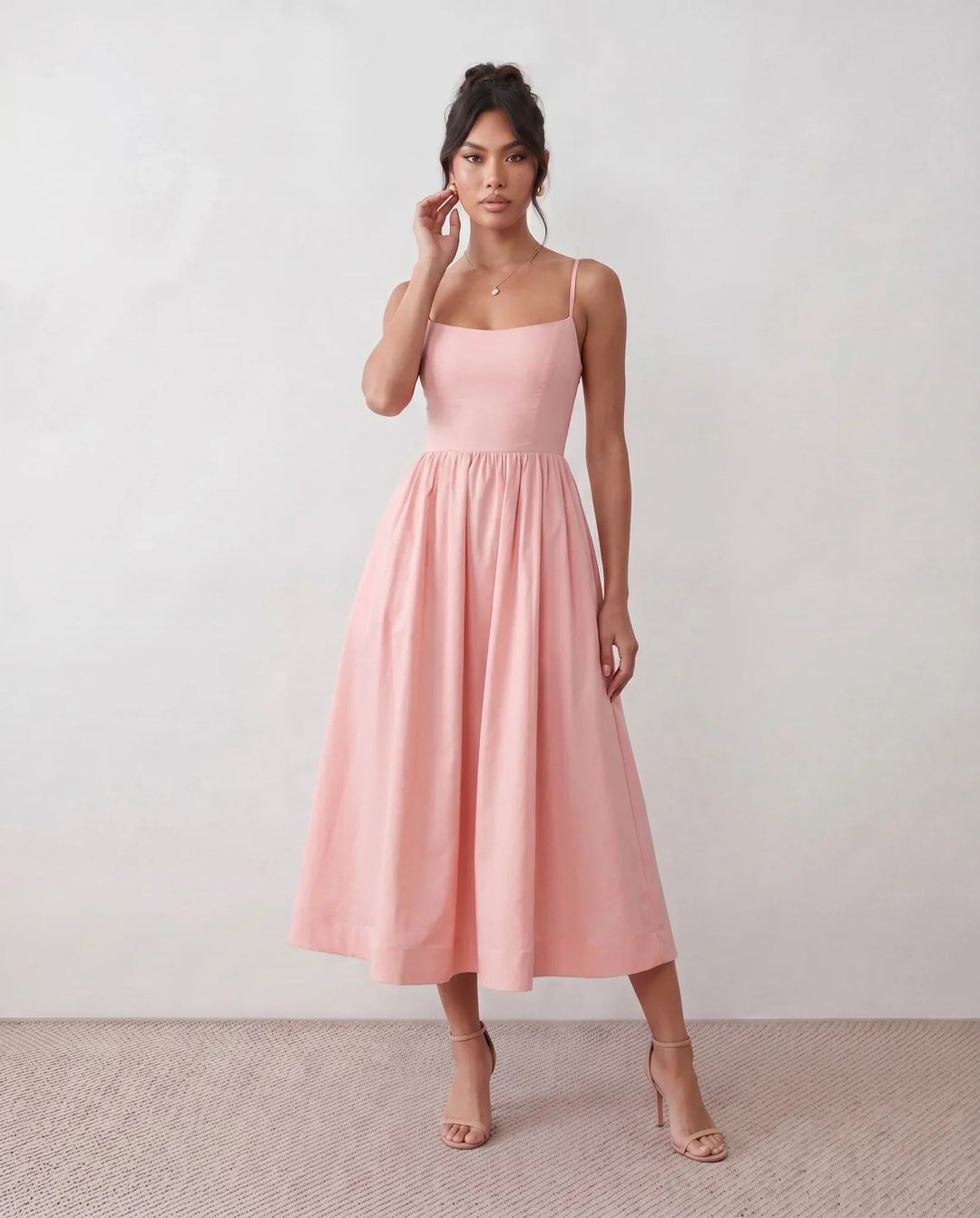 Layla | Spaghetti Strap Low Back Midi Dress
