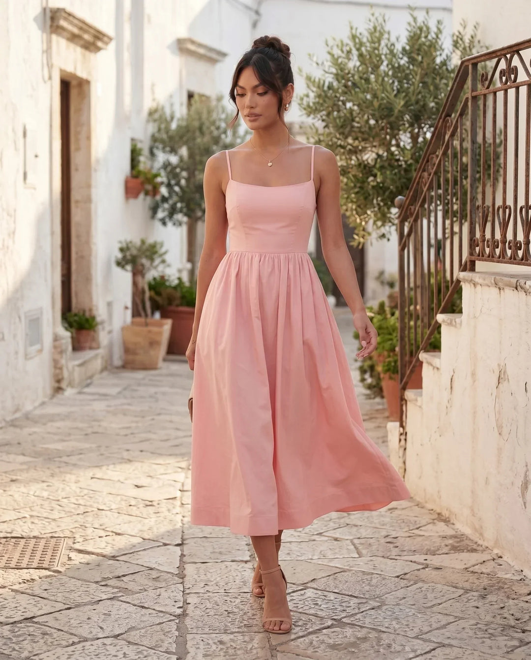 Layla | Spaghetti Strap Low Back Midi Dress