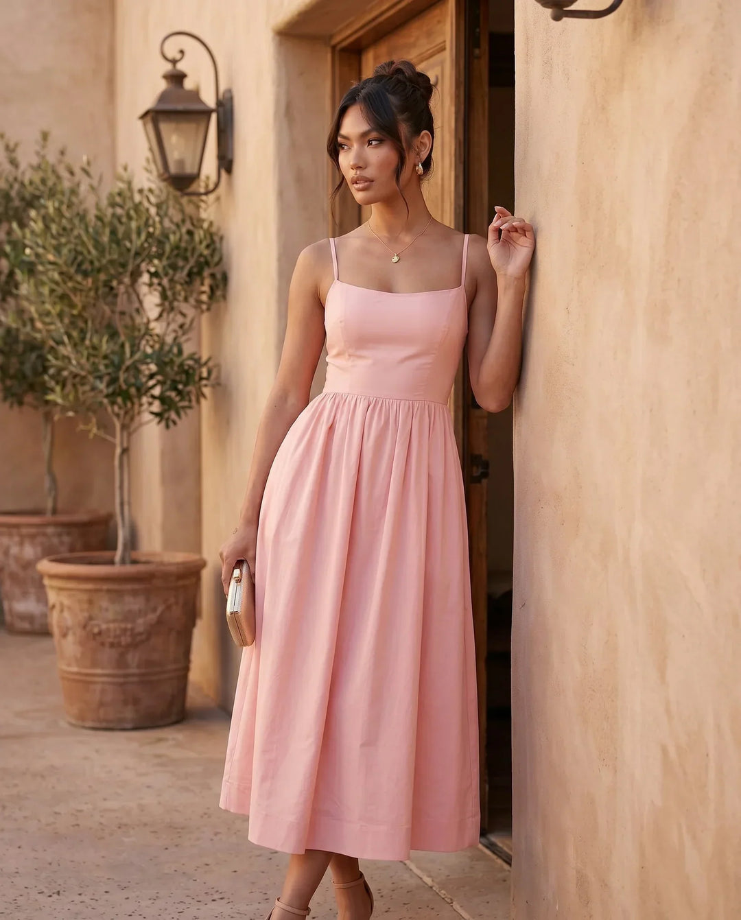 Layla | Spaghetti Strap Low Back Midi Dress