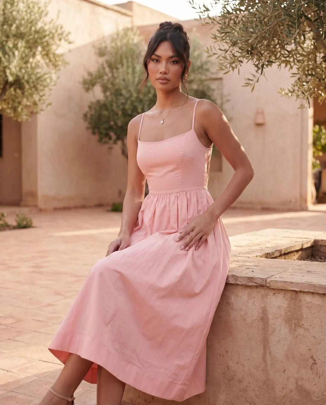 Layla | Spaghetti Strap Low Back Midi Dress