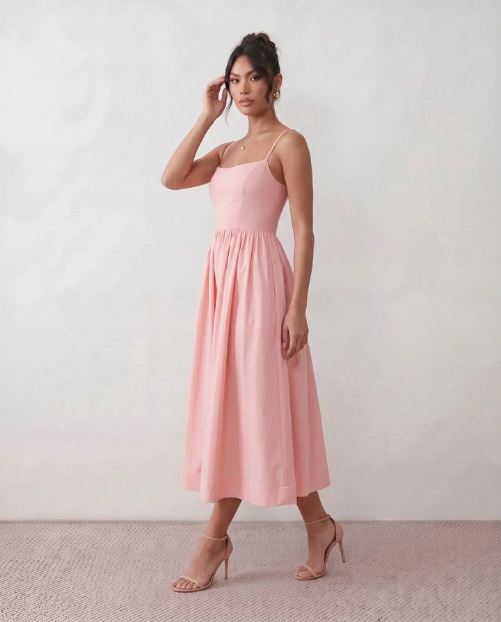 Layla | Spaghetti Strap Low Back Midi Dress