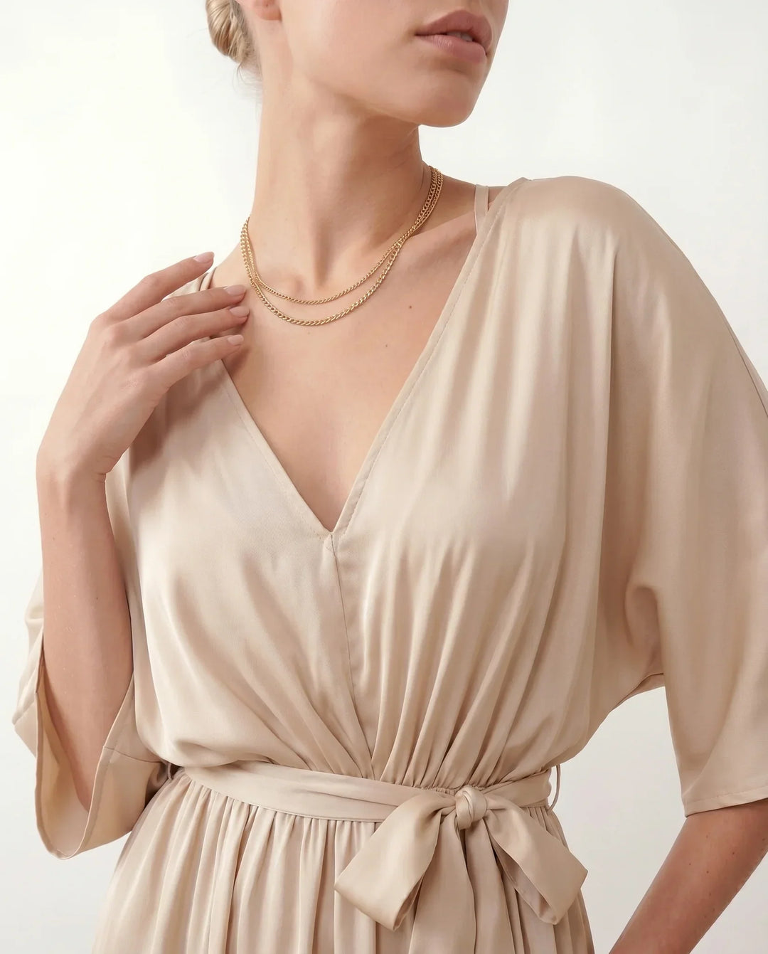 Brielle | Open Back Tie-Back Wedding Guest Maxi Dress