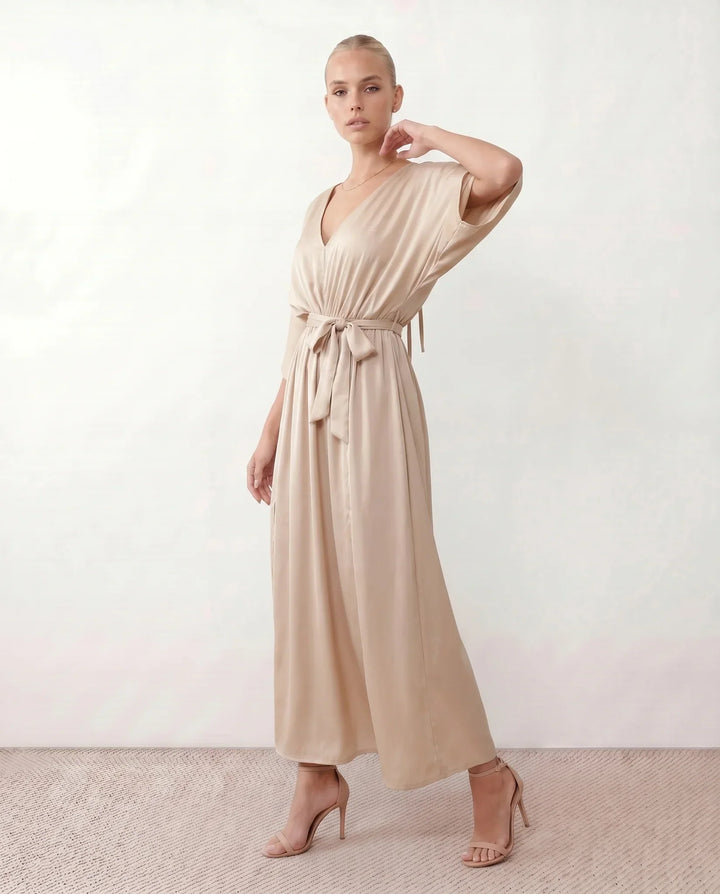 Brielle | Open Back Tie-Back Wedding Guest Maxi Dress